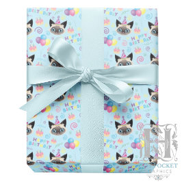 Siamese Cat Wrapping Paper in Blue Presentpapper