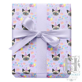 Siamese Cat Wrapping Paper in Purple Presentpapper