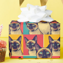 Siamese cat wrapping paper presentpapper