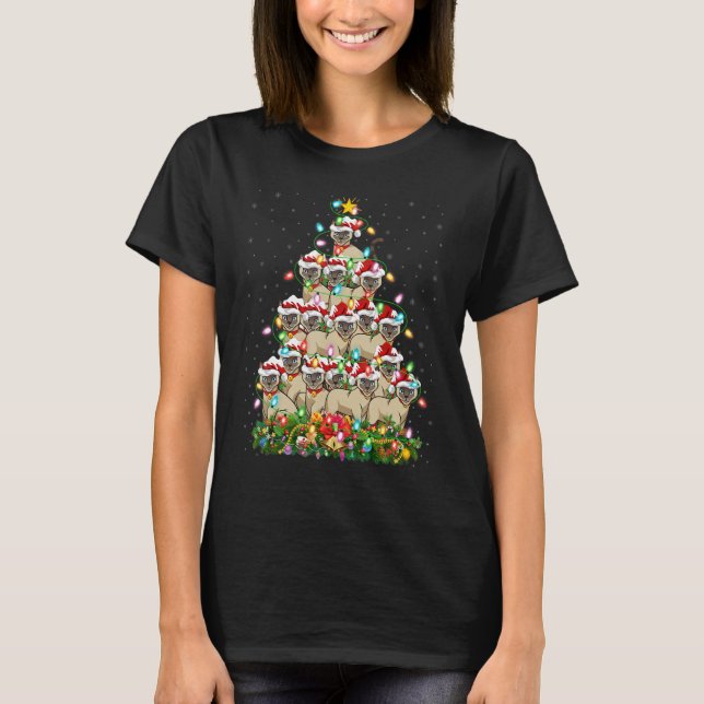 Siamese Cat   Xmas Santa Siamese Cat Christmas Tre T Shirt (Framsida)