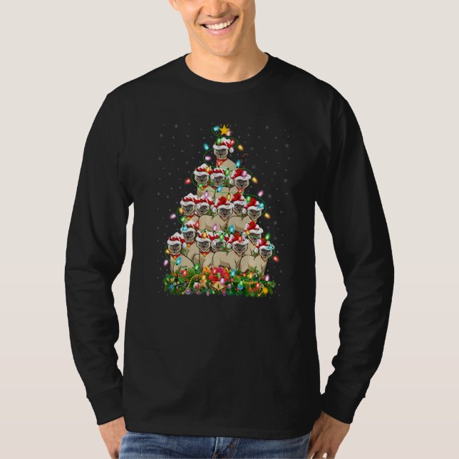 Siamese Cat  Xmas Santa Siamese Cat Christmas Tree T Shirt (Framsida)