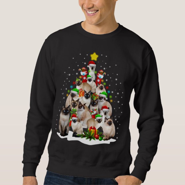Siamese Cats Julgran & Light Ugly Sweater C Lång Ärmad Tröja (Framsida)