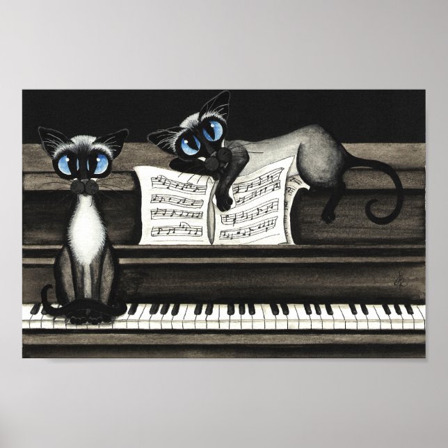 Siamese Cats Piano Music Poster (Framsidan)