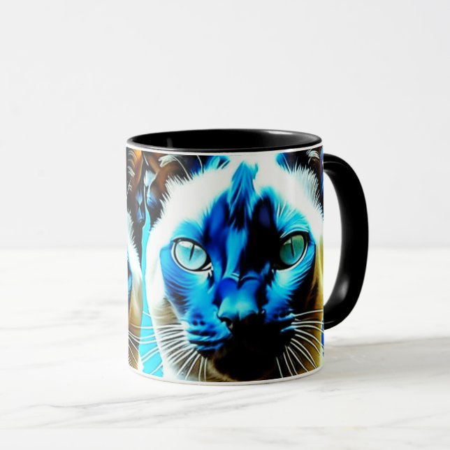 Siamese Cats Unic Art Mugg (Framsida höger)