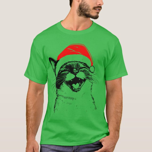 Siamese Christmas Cat T Shirt (Framsida)