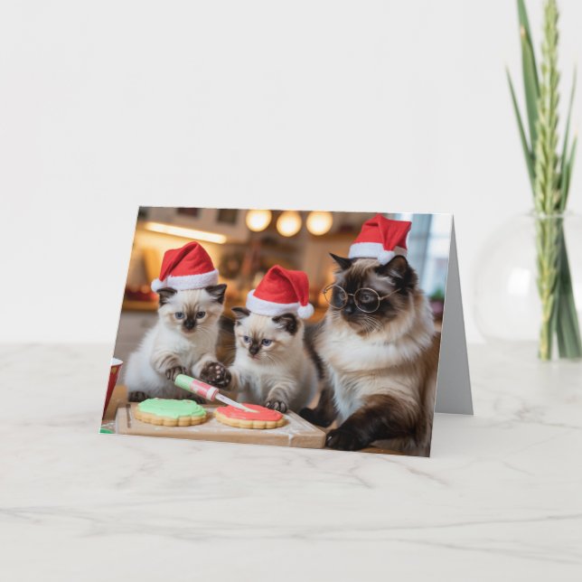 Siamese Christmas Cookie Card Kort (Framsida)