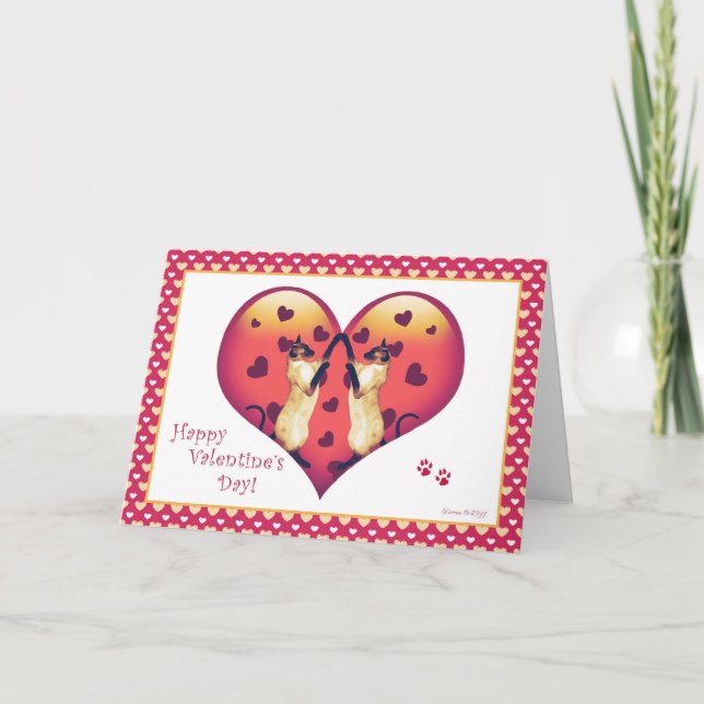 Siamese för gulliga valentin för katt tomt kort (Framsida)