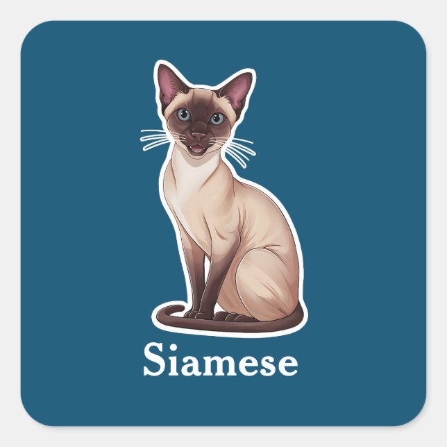 Siamese Fyrkantigt Klistermärke (Framsida)