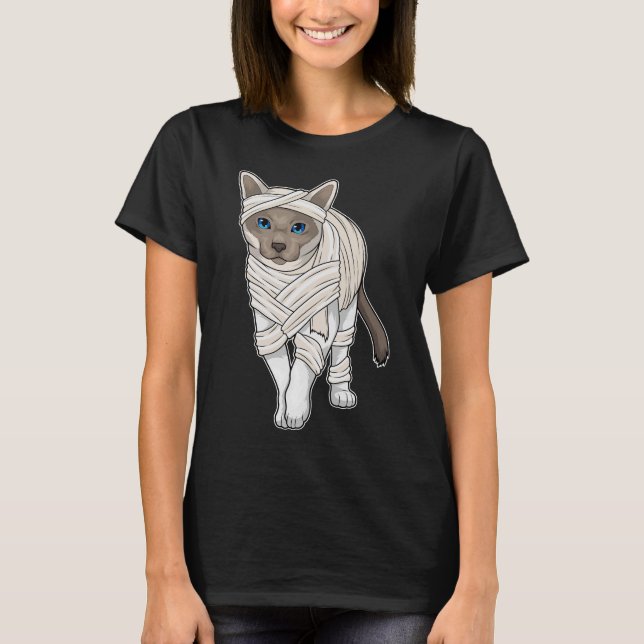 Siamese Halloween Mummy T Shirt (Framsida)