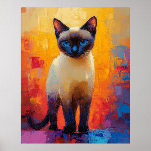 Siamese i Colorstorm - Expressiv Impressionistisk Poster