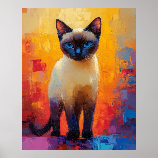 Siamese in Colorstorm - Expressive Impressionist C Poster (Framsidan)