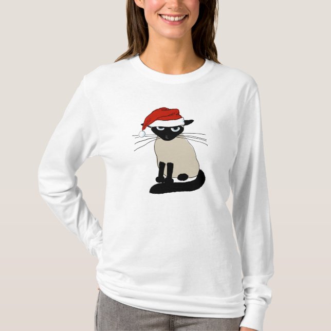 Siamese jultomten - älsklings- katt för rolig jul t shirt (Framsida)