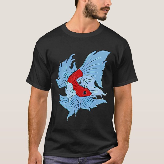Siamese kampfisk i rött och blått t shirt (Framsida)