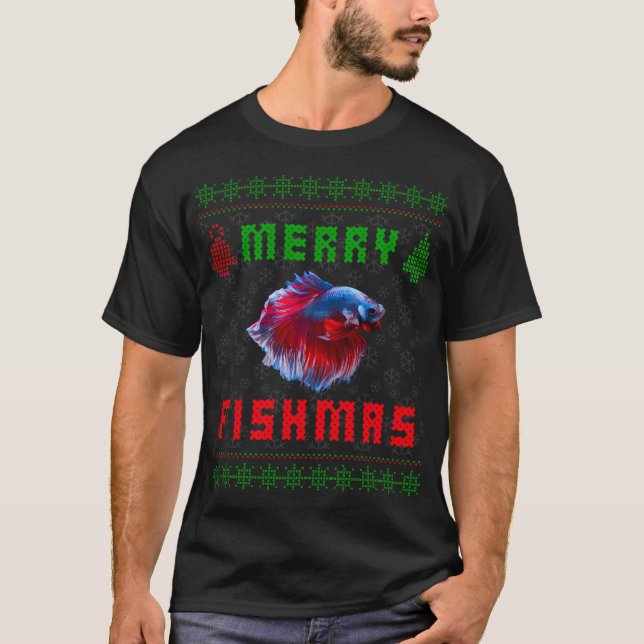 Siamese kampfisk jultröja t shirt (Framsida)