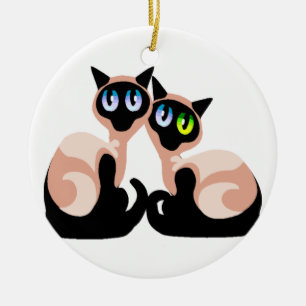 Siamese kärlek julgransprydnad keramik