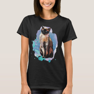 Siamese katt för vattenfärg t shirt