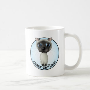 Siamese katt - galen kattdam kaffemugg
