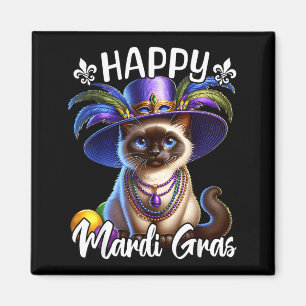 Siamese Katt Glad Mardi Gras Siamese Katt Magnet