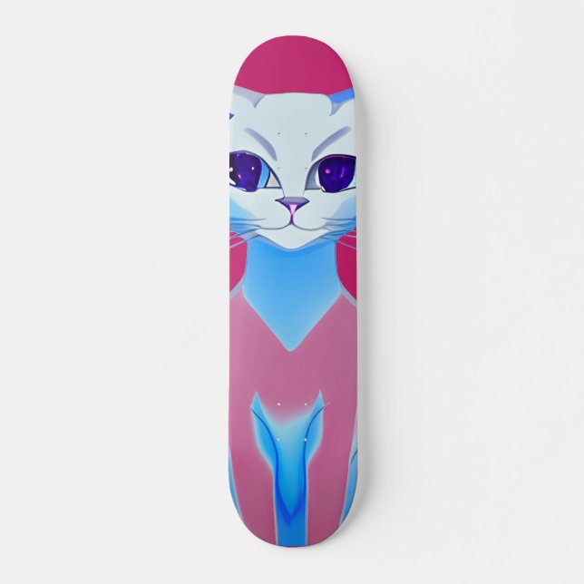 Siamese Katt Hot Pink Mini Skateboard Bräda 18,5 Cm (Framsida)