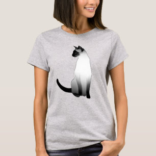 Siamese katt i svart, vit och grått/grå färg t shirt