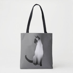 Siamese katt i svart, vit och grått/grå färg tygkasse