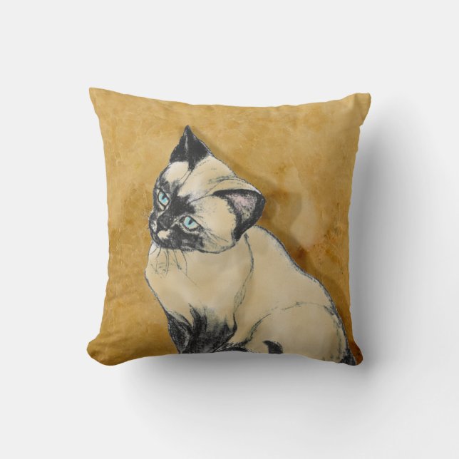 Siamese katt på guld kudde (Framsida)