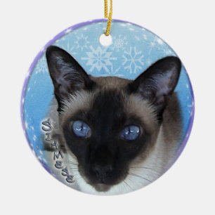 SIAMESE KATT - SLÅ BLÅTT SYNAR julprydnaden Julgransprydnad Keramik