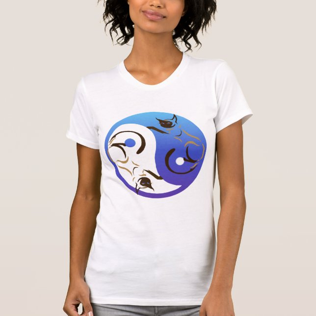 Siamese katt Yin och Yang T-tröja T-shirt (Framsida)