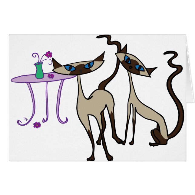 Siamese katter hälsningskort (Framsidan Horizontal)