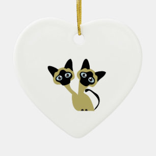Siamese katter julgransprydnad keramik