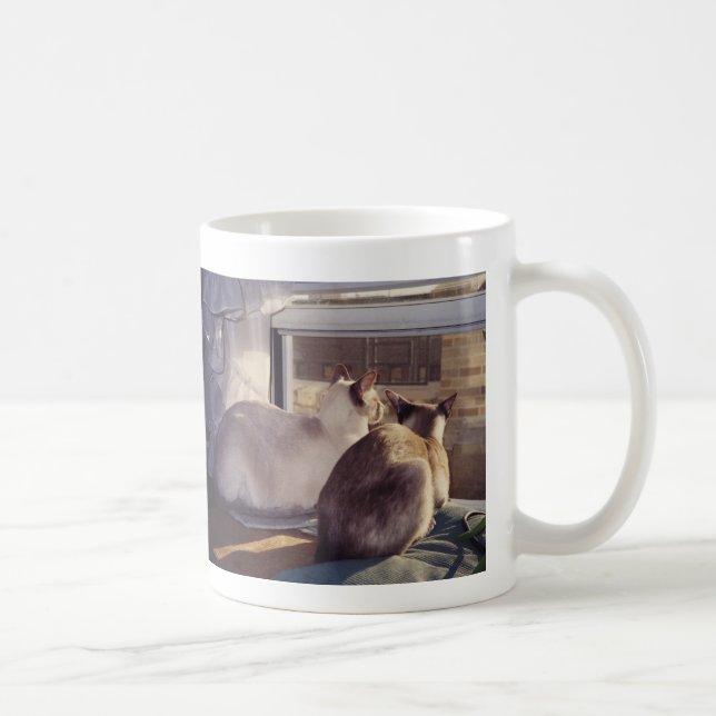Siamese katter två på fönster (2) kaffemugg (Höger)