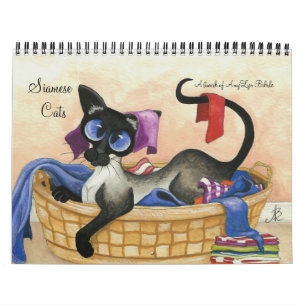 Siamese kattkonstverk av AmyLyn Bihrle Kalender