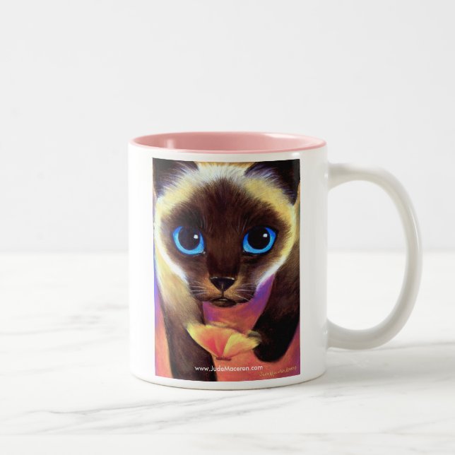 Siamese kattmugg - 104 följer mig Två-Tonad mugg (Höger)