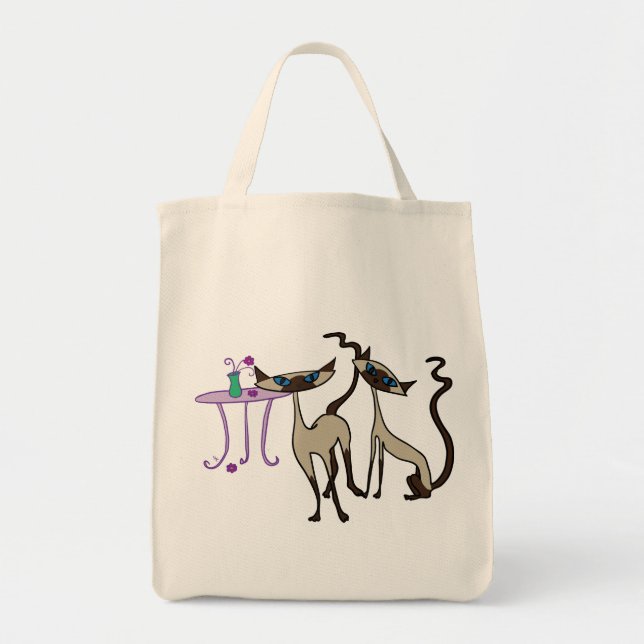 Siamese kattshopping bag tygkasse (Framsidan)