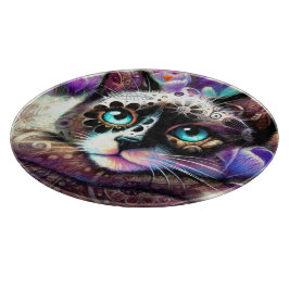 Siamese Kattunge Crocus Blommigt Lila Teal White