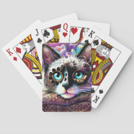 Siamese Kattunge Crocus Blommigt Lila Teal White Casinokort