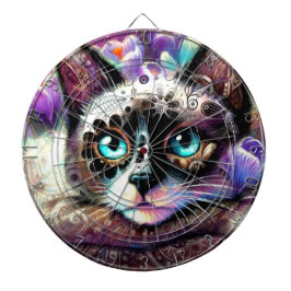 Siamese Kattunge Crocus Blommigt Lila Teal White Darttavla