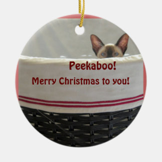 Siamese kattunge för Peekaboo, god jul till dig Julgransprydnad Keramik