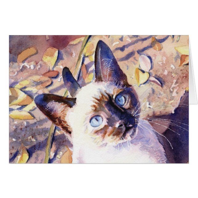 Siamese kattunge hälsningskort (Framsidan Horizontal)