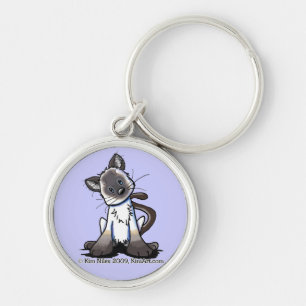 Siamese kattunge Keychain Rund Silverfärgad Nyckelring