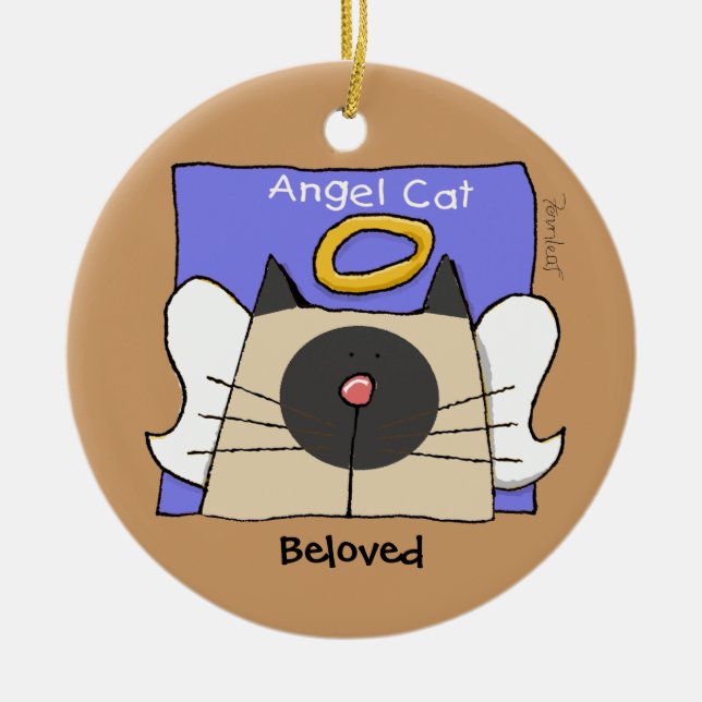 Siamese Keepsakcat Angel Personalize Julgransprydnad Keramik (Framsidan)