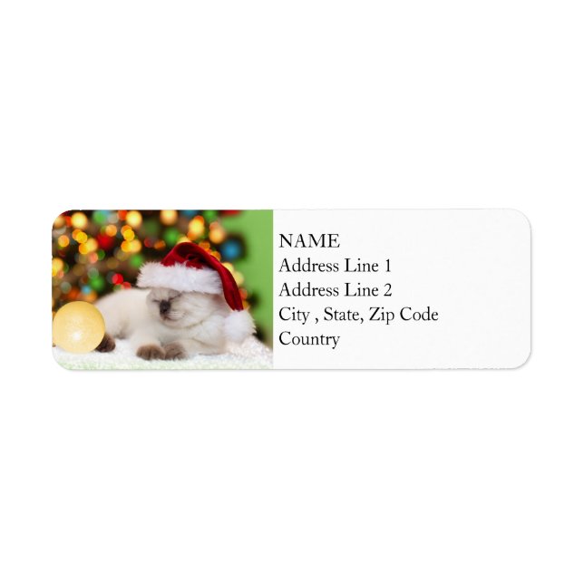 Siamese Kitten: Guld Ornament Returadress Etikett (Framsidan)