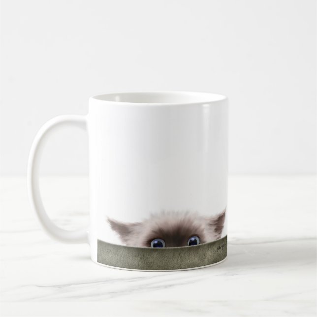 Siamese Kittens Serieteckning Som Smyger På Dig Kaffemugg (Vänster)