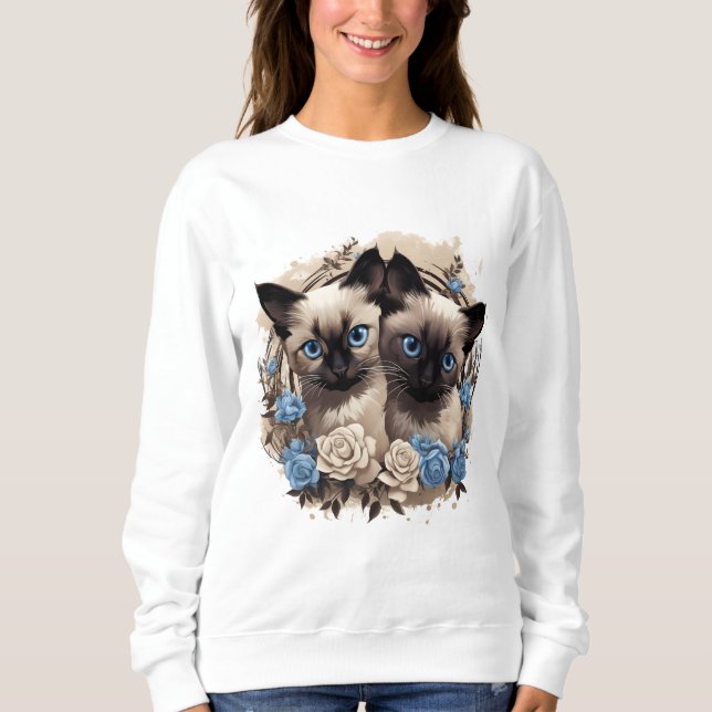 Siamese Kittens Sweatshirt for Cat Lovers T Shirt (Framsida)