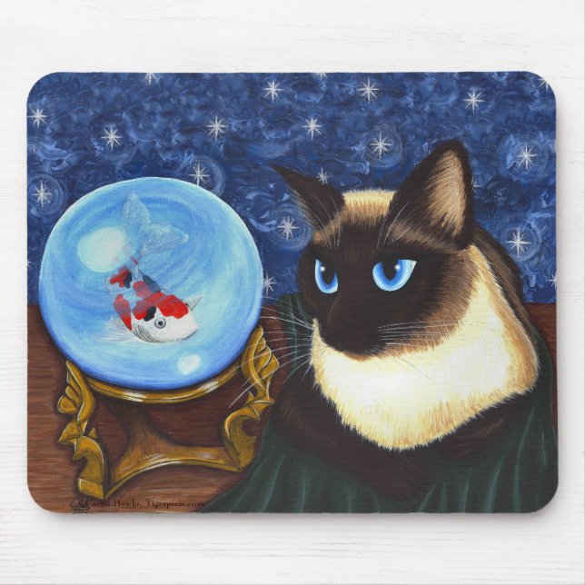 Siamese konst Mousepad för kattkristallkulaKoi Musmatta (Framsidan)