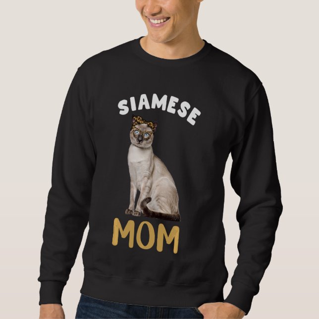 Siamese Mamma Mamma Cat Owner Leopard Skriv ut Kat Lång Ärmad Tröja (Framsida)