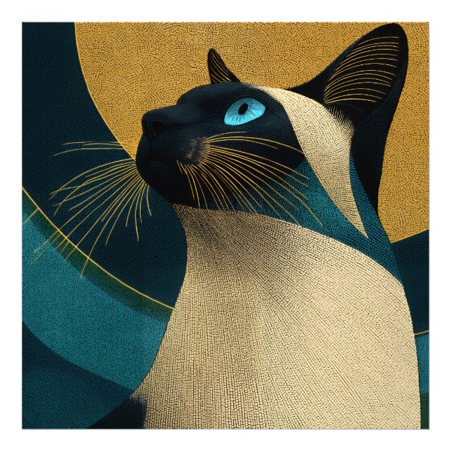 Siamese Mosaic Portrait Fototryck (Framsidan)