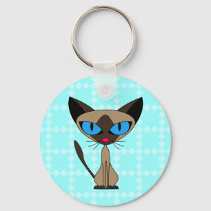 Siamese, om du behar Keychain - blått Nyckelring