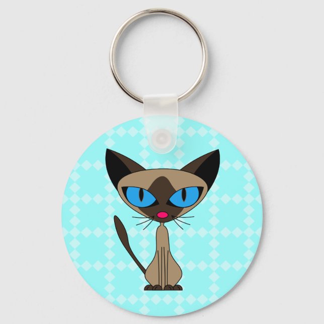 Siamese om du vill vara Keychain - Blue Nyckelring (Framsida)