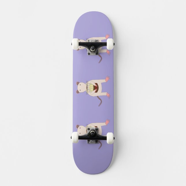 Siamese Råtta med fågeldagskaka Mini Skateboard Bräda 18,5 Cm (Framsida)